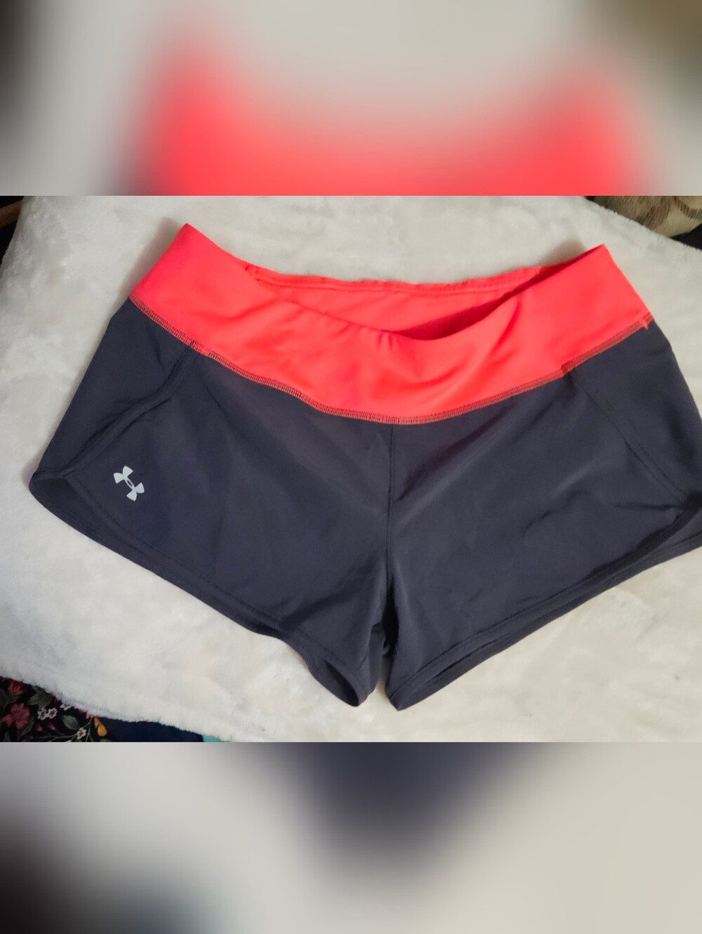 Under Armour Women’s Athletic Shorts - Charcoal with Coral Waistband Size M